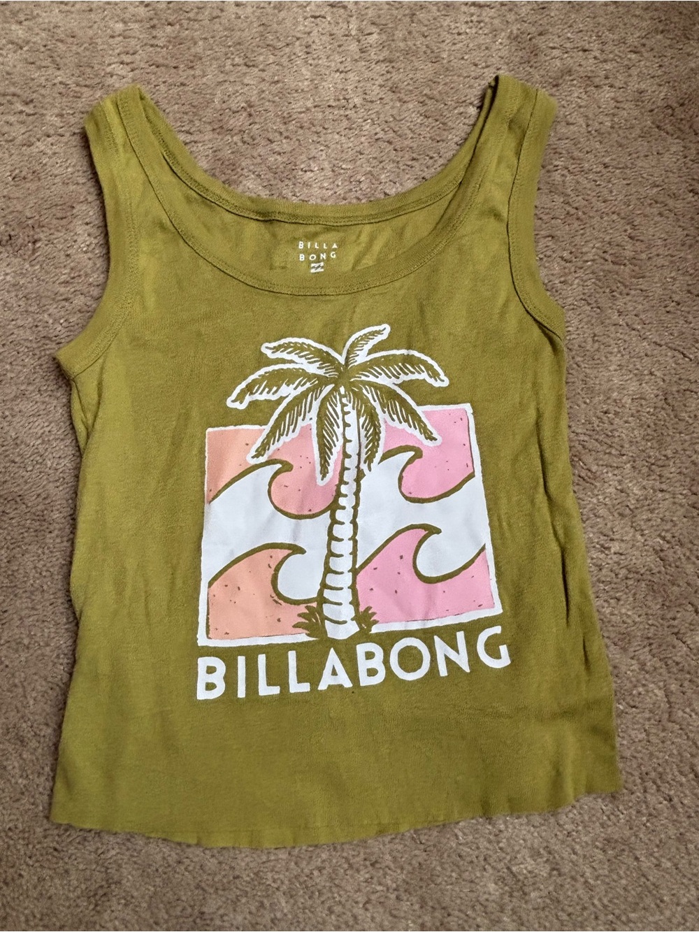 Billabong Women’s Olive Green Palm Wave Tank Small